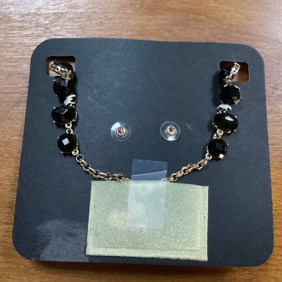 Napier Earrings and Necklace Set Black and silver tone New - Picture 4 of 6